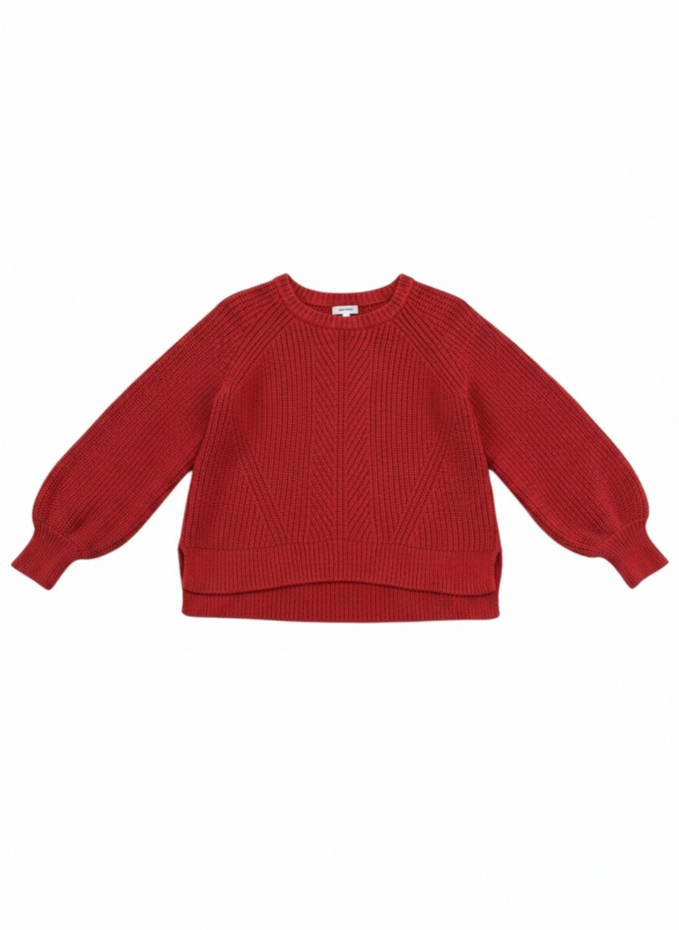 Madewell Women’s Large Red Mixed Stitch Cotton Balloon Sleeve Sweater